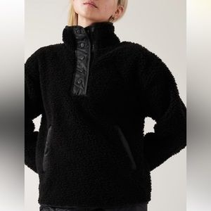 Athleta Black Sherpa Pullover Hoodie